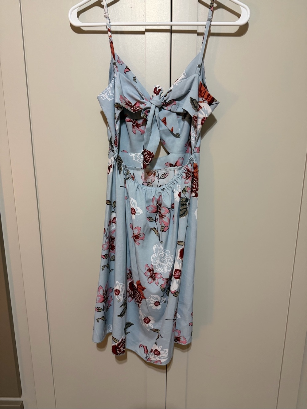 Light Blue Floral Tie-Front Sundress